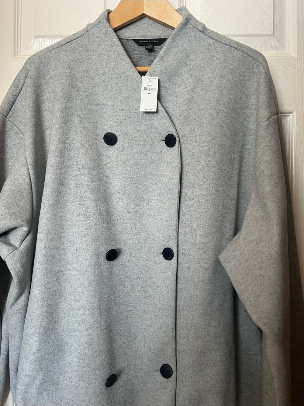 Banana Republic Light Gray Double-Breasted Pea Coat
